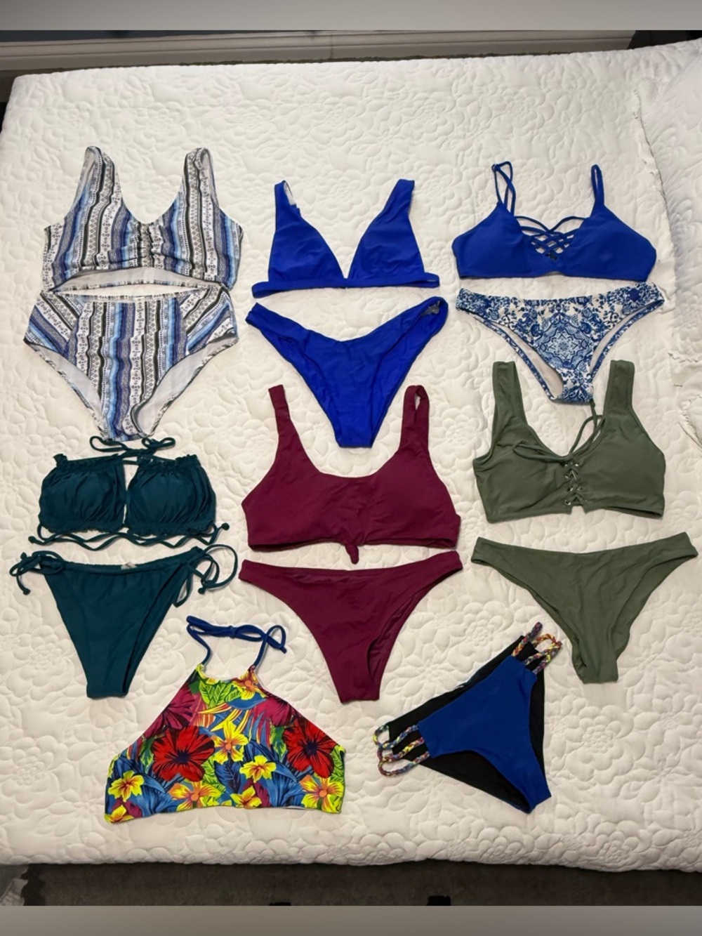 Zaful Blue, Olive Green, Burgundy & Multicolor Floral Women’s Bikini Collection